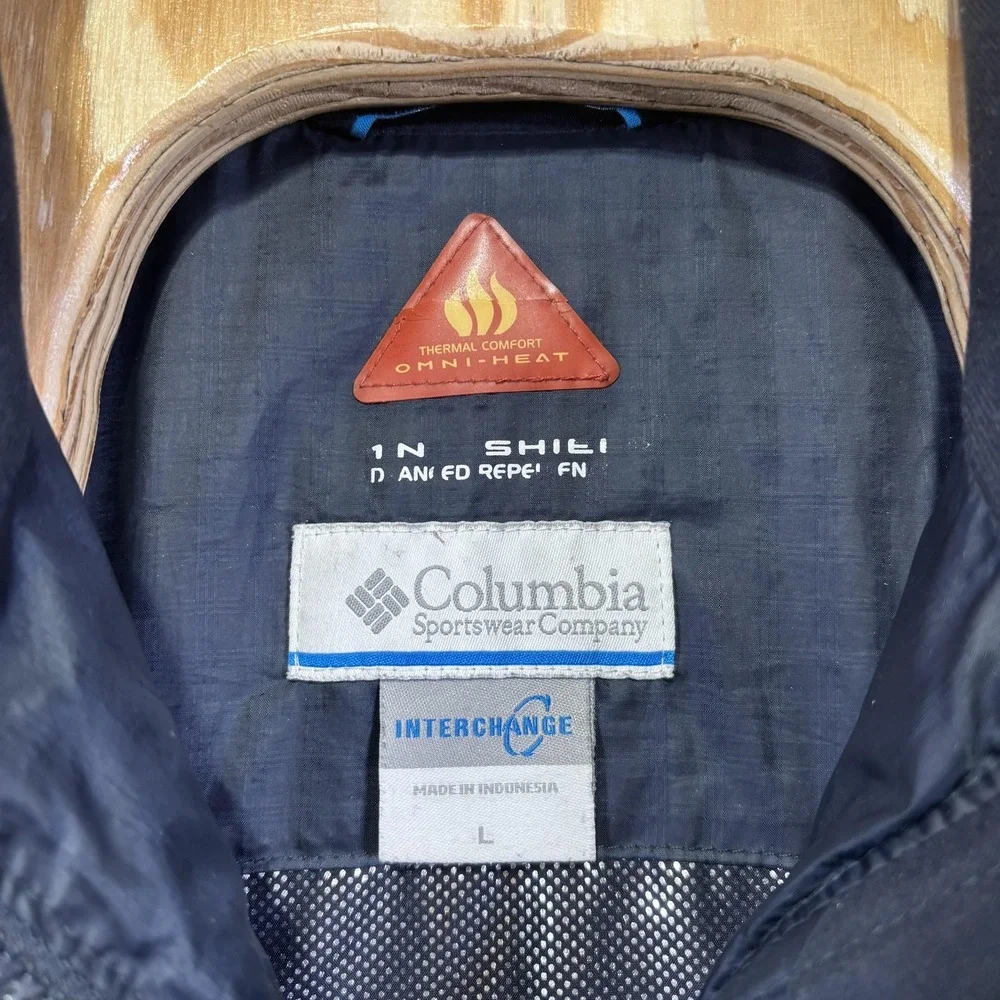 Columbia Omni-Heat‎ Interchange Jacket Mens Large Blue Insulated Full Zip Warm